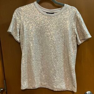 M DKNY cream colored sequined top, excellent condition